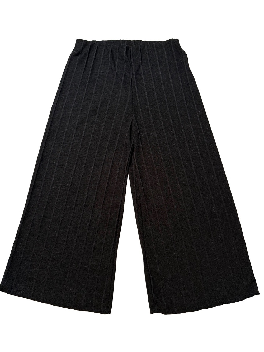 Zara Black Ribbed Knit Wide-Leg Pants